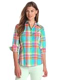 Foxcroft Womens Oversize Plaid Blouse