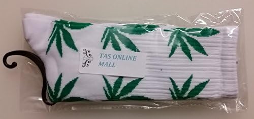 TAS ONLINE MALL 1 Pair Socks White Color with Green Color Leaves