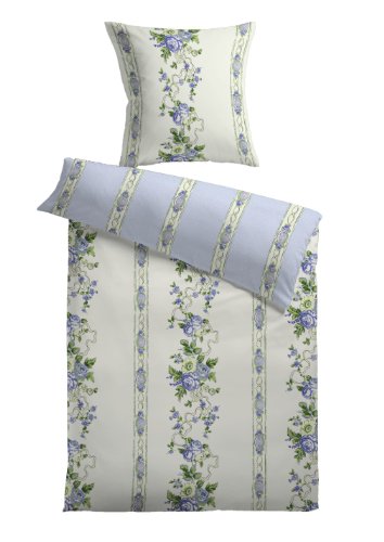 Kinzler Q-17402/17 Mikrofaser Flanell Bettw&auml;sche Kate 80 x 80 cm + 135 x 200 cm, blau
