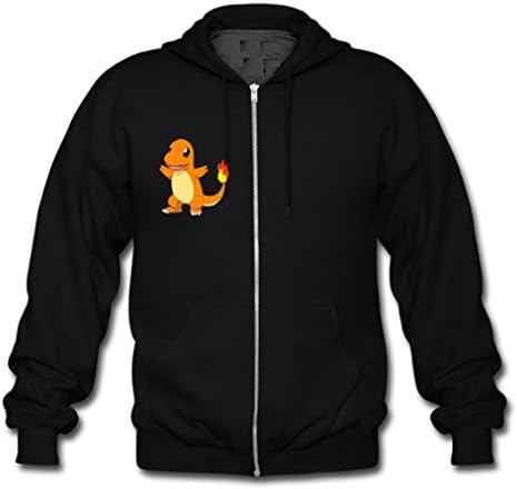 HJGBEDS Mens Japan Anime Pokemon Fire Dragon Gildan Zipper Hoodie Medium Black