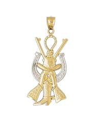 CleverEves 14K Gold Pendant Two tone Cowboy hat, Horse shoe, noose, and guns 13 - Gram(s)