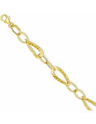 14K Gold Polished Fancy Link Chain 7.5 Inches