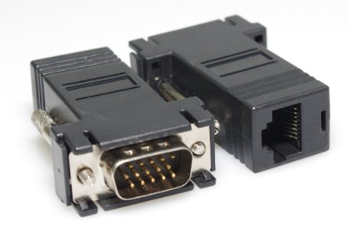 SMAKN 2 Black VGA Extender Adapter to Cat5/cat6/rj45 Cable On Sale