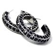 Triple-Sided Black Rhinestone Hoop Earrings Fashion Jewelry