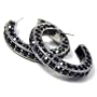 Triple-Sided Black Rhinestone Hoop Earrings Fashion Jewelry