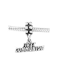 Sterling Silver First Communion Dangle Bead Charm