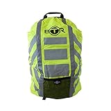 BTR Backpack / Rucksack Cover - High Visibility and Waterproof With Reflective 3M Scotchlite Tape & Extra Highly Reflective Printed Stripes - Backpacks Up To 15 Litres - 42x36 cm