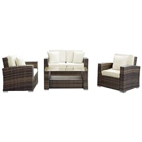 Reviews Lexmod Carmel Outdoor Wicker Patio 4 Piece Sofa Set In