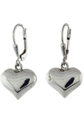 Sterling Silver Puffy Heart Leverback Earrings