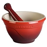Le Creuset Stoneware 10-Ounce Mortar and Pestle, Cherry