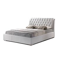 Baxton Studio Bianca White Modern Bed with Tufted Headboard, King