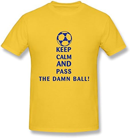 Men's New Design T-shirt Geek Keep Calm Pass Damn Ball XXL Yellow