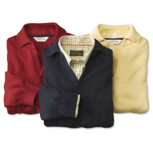 Button-free Pure Cotton Polo Sweater