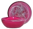 Colorful Recycled Art Glass Small Raspberry Red Snack Bowl 7 1/2"D, 2 1/2"H - Set / 2