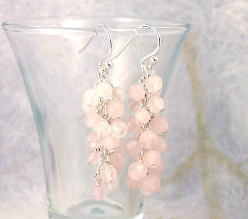Click here to buy Sterling Silver Rose Quartz Cluster Earrings.