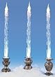 Pack of 3 Icy Crystal Blue LED Icicle Candles with Decorative Silver Bases