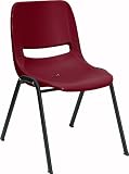 Burgundy Ergonomic Shell Stack Chair [RUT-EO1-BY-GG]