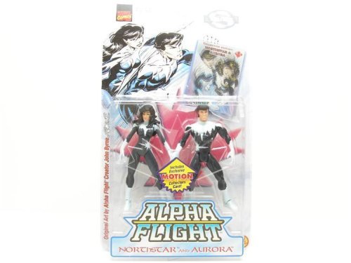 Northstar and Aurora Action Figures - Marvel Comics Collector Edition Alpha Flight - Includes Exclusive Motion Collectors Card!