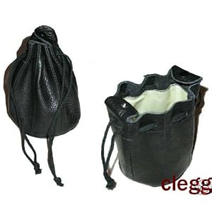 Castleford Black Leather Pipe Tobacco Pouch Drawstring Bag