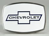 Chevrolet Belt Buckle with White Enamel Background