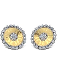 Diamond (0.59 Ct, IJ-SI), 18 Kt White & Yellow Cryptic Sun Stud Earrings