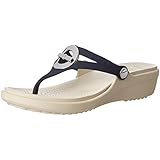 crocs Women's Sanrah Circle Bow Flip Wedge