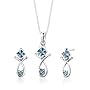 Sterling Silver 2.00 carats total weight Multishape Swiss Blue Topaz Pendant Earrings and 18 inch Necklace Set