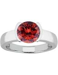 0.80 Ct Round Cognac Red SI1/SI2 Diamond 18K White Gold Ring