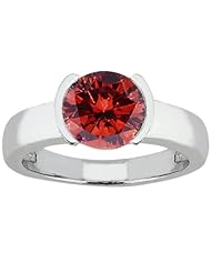 1.10 Ct Round Cognac Red SI1/SI2 Diamond 14K White Gold Ring