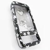 Black with Silver Stars Design Snap-On Cover Hard Case Cell Phone Protector for HTC G1 Google Dream