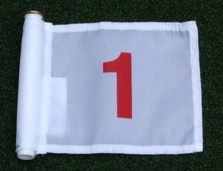 Red Numbered - White Jr. (8" L x 6" H ) Marker Flags For Golf &amp; Putting Green Applications, #1