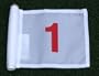 Red Numbered - White Jr. (8" L x 6" H ) Marker Flags For Golf & Putting Green Applications, #1