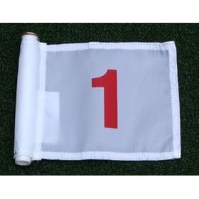 Red Numbered - White Jr. (8" L x 6" H ) Marker Flags For Golf & Putting Green Applications, #1