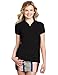 Dickies Girl Juniors Short Sleeve 2 Button Pique Polo,Black,Large