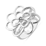 Sterling Silver Fashion Flower Ring Size-7
