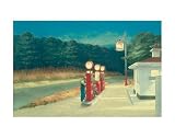 Professionally Framed Edward Hopper Gas 1940 Art Print Poster - 11x14 with RichAndFramous Black Wood Frame