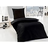 2-teilige **EXKLUSIV** Renforc&eacute; Bettw&auml;sche 135x200 UNI Farbe (SCHWARZ)