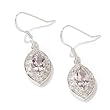Sterling Silver / Platinum Pink Amethyst& White Zircon Dangle Earrings
