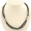EXP Handmade Hematite & Silver Three-Strand Necklace