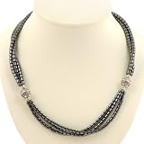EXP Handmade Hematite & Silver Three-Strand Necklace