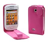 MaryCom PREMIUM QUALITÄT Leder Handytasche pink für Samsung S5570 Galaxy Mini Smartphone + Gratis Displayschutzfolie