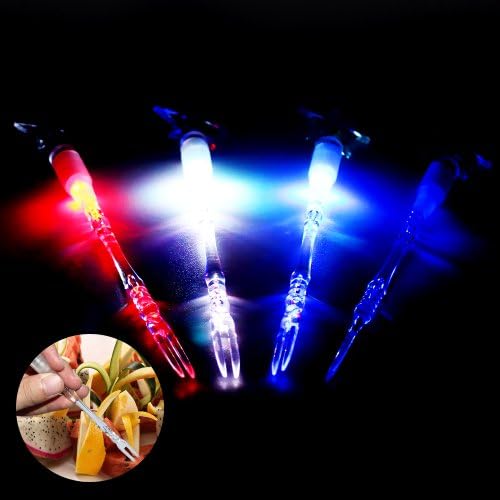 ZITRADES 4PCS LED light up Multi-Color fruit fork 7.48" Ideal for the bars party and clubs BY ZITRADES