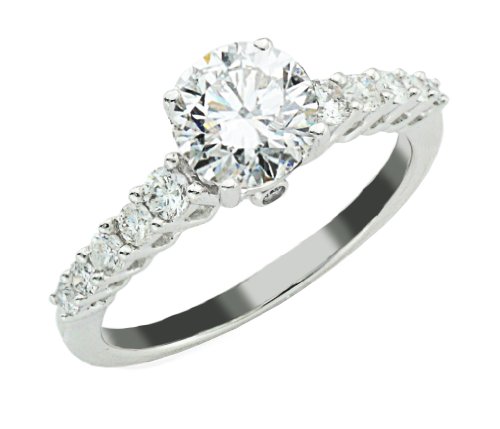 Classic Prong Set Diamond Engagement Ring with a 0.625 Carat D-F SI3-I1 Appraised Center Stone and 0.45 Carats of Side Diamonds (1.075 Cttw)