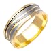 14K Two Tone Gold and White Wedding Band Width 7.0mm