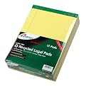 Ampad 20-270 Evidence Recyc. Perf 8-1/2x11-3/4 Legal Rule Pads, Margin, Canary, 50 Shts, Doz.