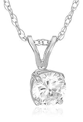 14k White or Yellow Gold Round Diamond Solitaire Pendant (1/2 ct, H-I Color, SI2-I1 Clarity)