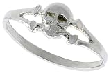 Sterling Silver Diamond Cut Skull Ring
