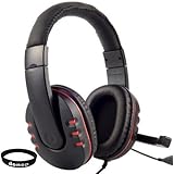 Donop USB Stereo Microphone Gaming Headset for PS3 / PC Bundle with Black Silicone Wristband - Red