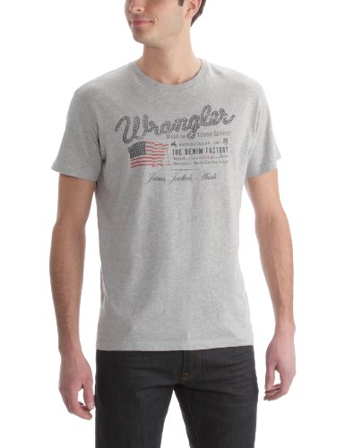 Wrangler Herren T-Shirt W7742FK37, Gr. 56/58 (XL), Grau (mid grey mel 37) Preisvergleich