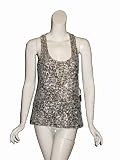 ALICE + OLIVIA Sequin Racerback Top in Silver